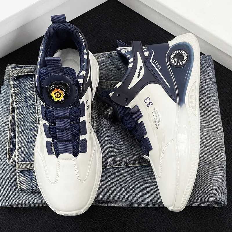 Mens Sneakers with Rotating Buckle Comfy Non Slip Lace up Durable Shoes for Mens Outdoor Activities Z250930