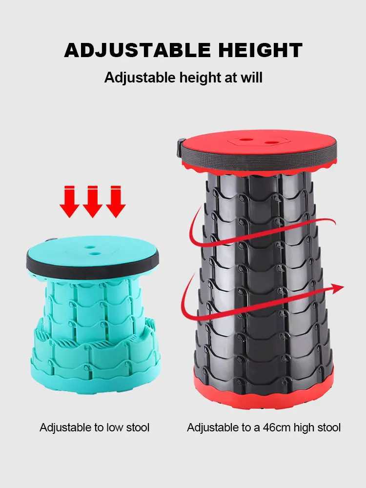 Portable Plastic Folding Telescopic Chair Lightweight Adjustable Stool for Fishing Beach Camping Compact Outdoor Foldable Seat J250930