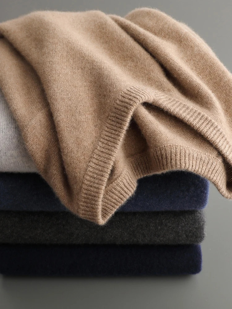 MEETCC 2025 Men 100 Cashmere Basic Pullover Autumn Winter VNeck Thick Warm Sweater Smart Casual Knitwear 250929