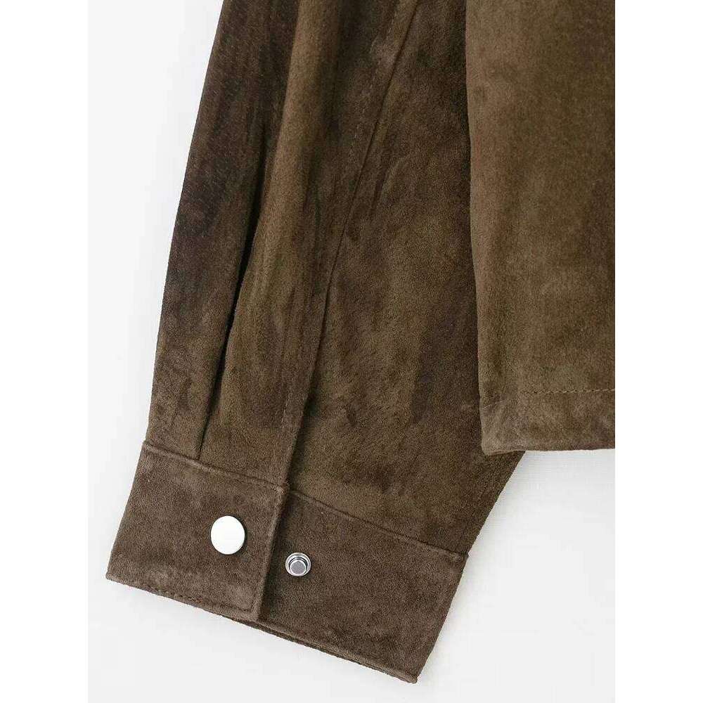 Women Fashion Faux Leather Bomber Jacket Coat Long Sleeve Front Patch Pockets Female Outerwear Chic Tops