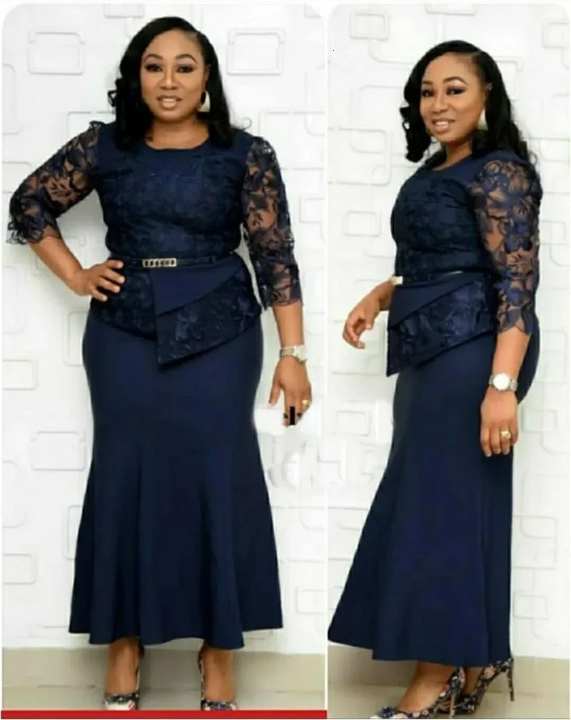 4XL 5XL Plus Size Christmas Dresses Women O Neck 34 Sleeve Long Maxi Dress Fashion Lace Patchwork Night Party Dress Vestidos 250930