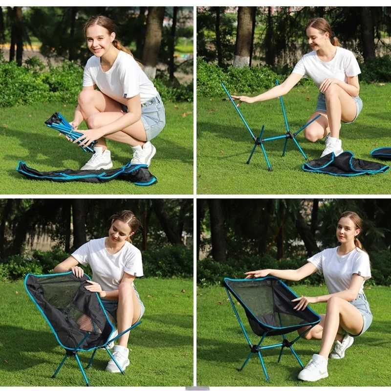 Portable Outdoor Moon Chair Camping Folding Chair Ultra Light Aluminum Alloy Compact Leisure Backrest Seat for Camping Picnic J250930