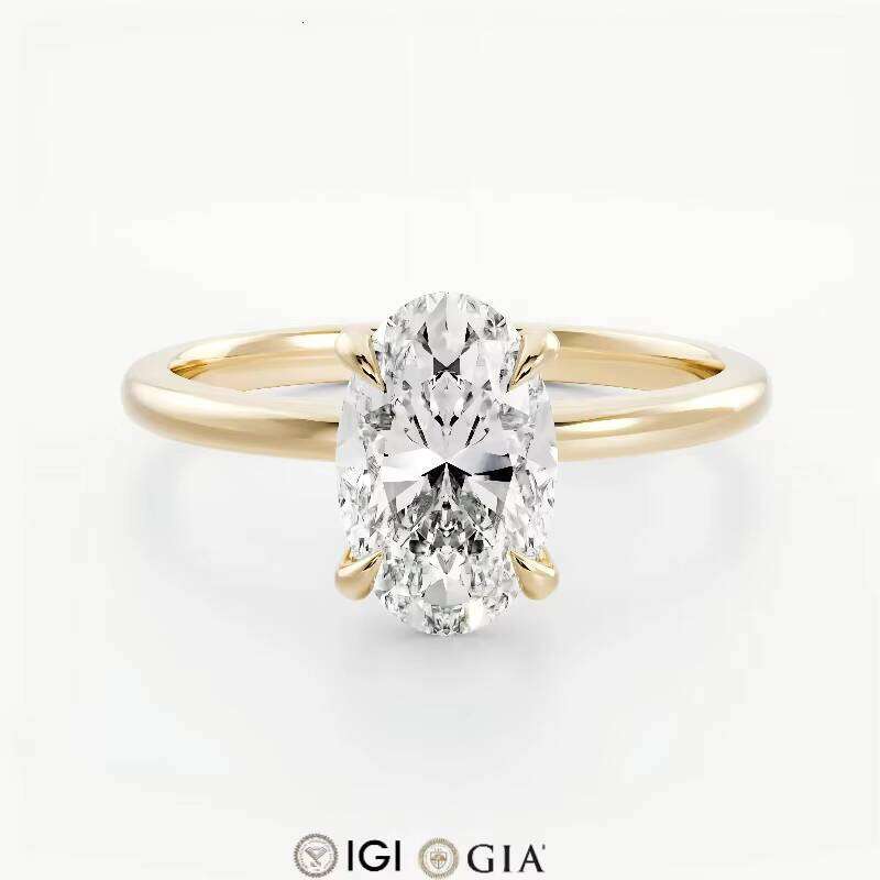 Telula 14k Gold D Color VVS Excellent 1CT 2CT Lab-Grown Engagement IGI Certified Women's Synthetic Ring