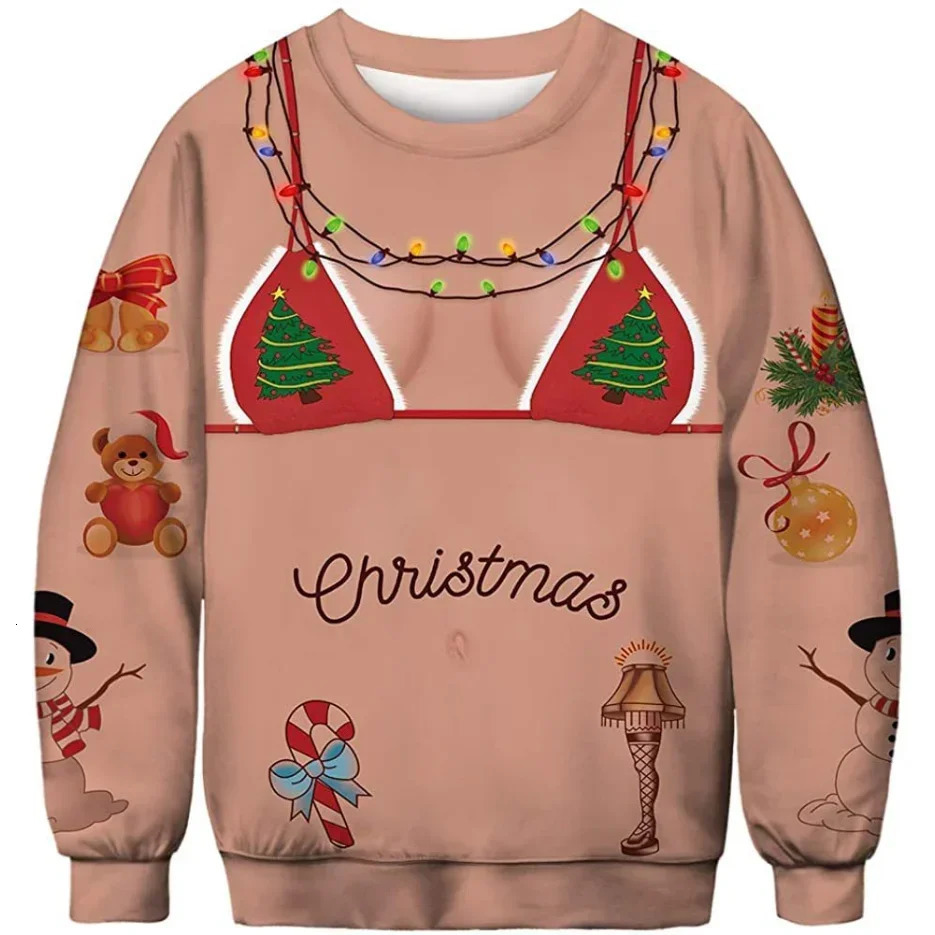 Christmas Sweater Novelty Funny Light Up Ugly Christmas Sweater For Men And Women 3D Printing Pullover Jumpers Warm Sweater 250930