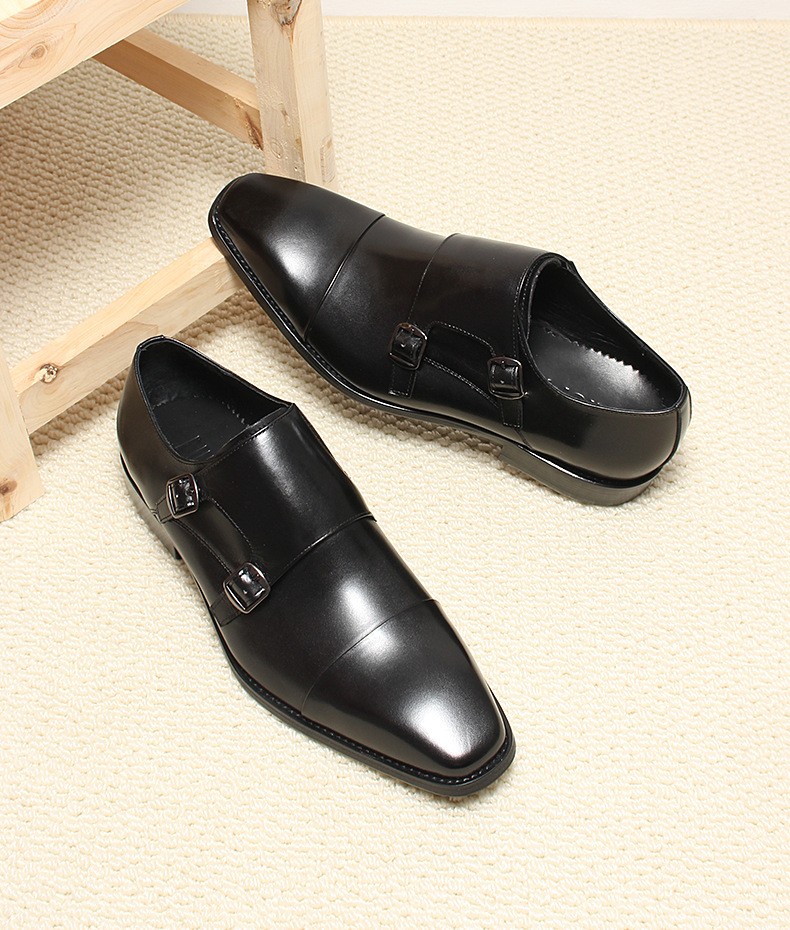 Genuine leather double-breasted formal leather shoes for men, one foot, one foot, cowhide breathable commuting, three-joint joints for work shoes