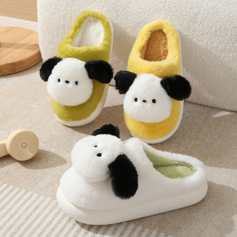 Cotton Women, Autumn and Winter Indoor Cute Puppy Plush for Men, Home Warm Non-Slip Thick Sole Couple Slippers ddmymarket
