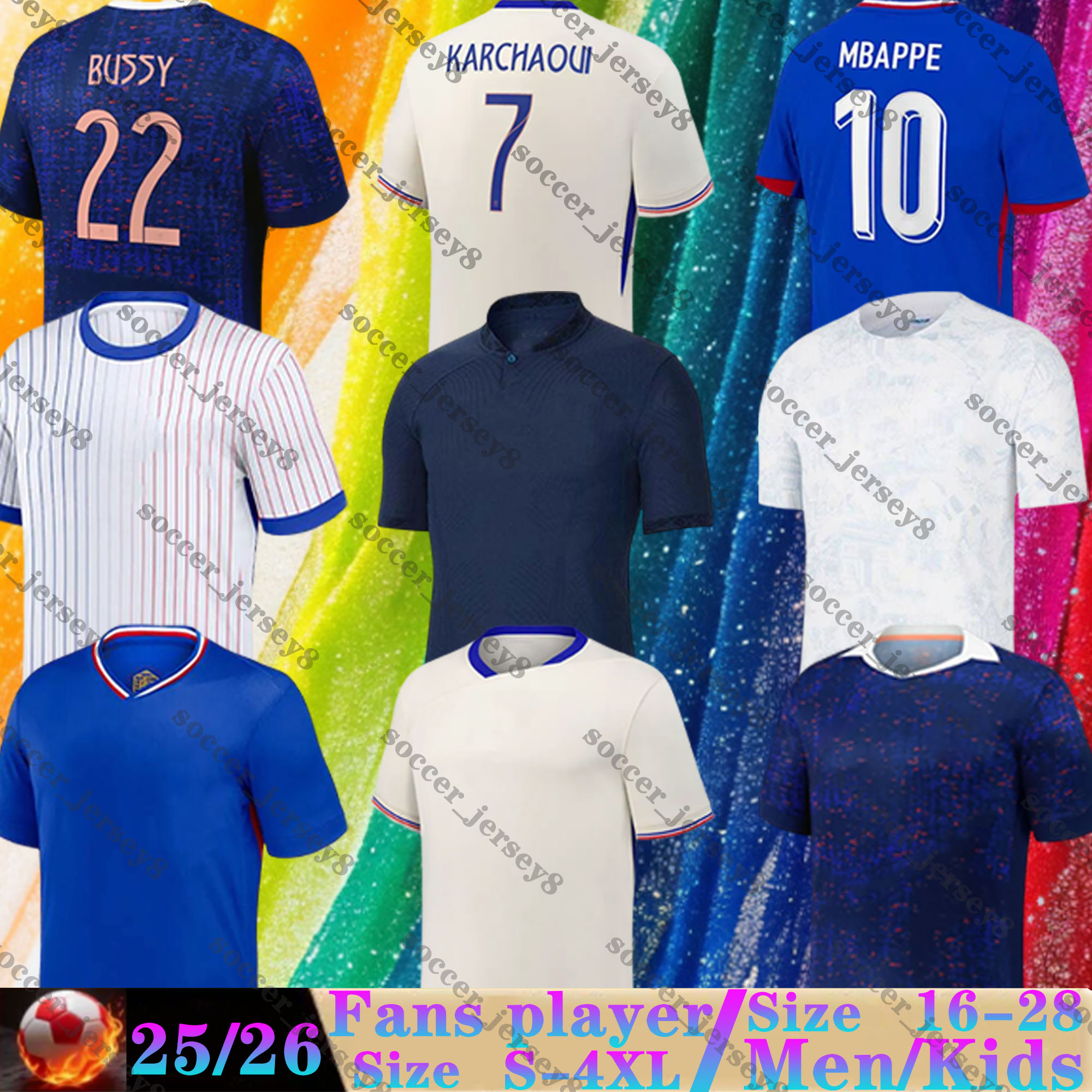 24 25 26 FFF maillot French Kylian Mbappe Dembele Doue Soccer Jerseys GRIEZMANN Thuram Olise Barcola Tchouameni Kone 2025 2026 football shirt Fans Player Men kids kit