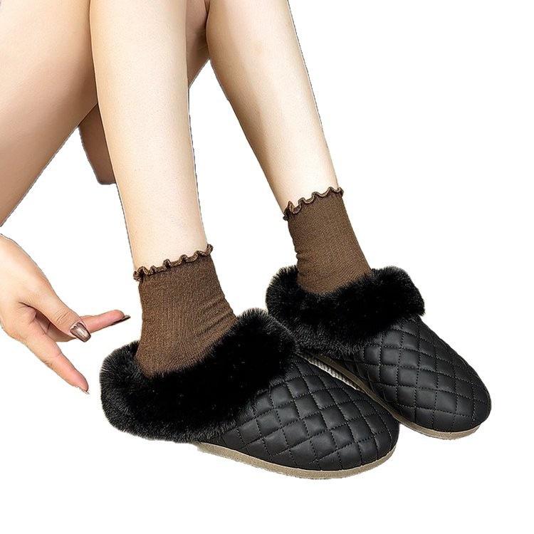 Designer shoes free shipping 2025 Autumn Winter New Velvet Home Anti slip Thick Bottom Warm Slippers for woman
