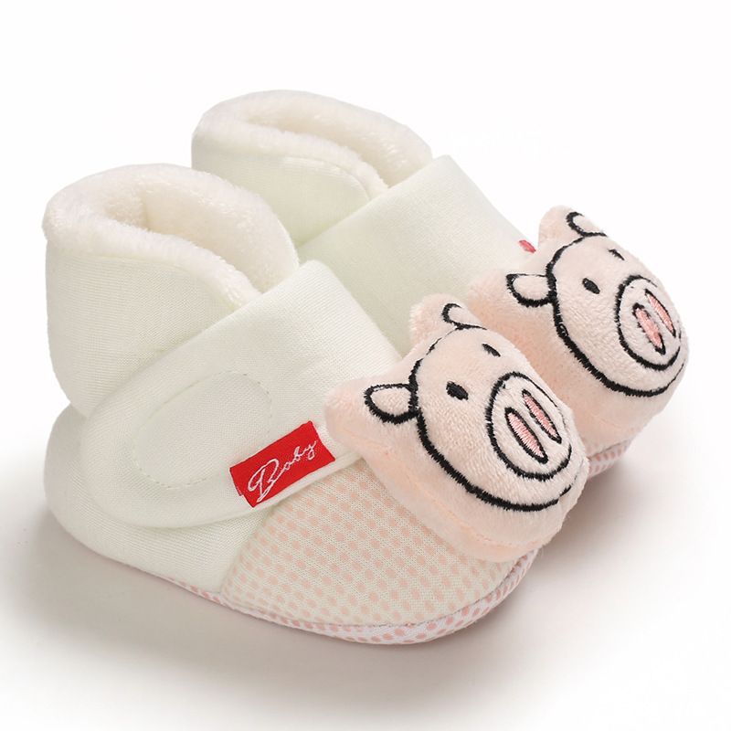 Infant Winter Shoes Toddler Cute Cartoon Cotton Warm Fluffy Baby Boots Shoes Kidszworld First Walker Shoes for Newborns 0-18 Months K0476