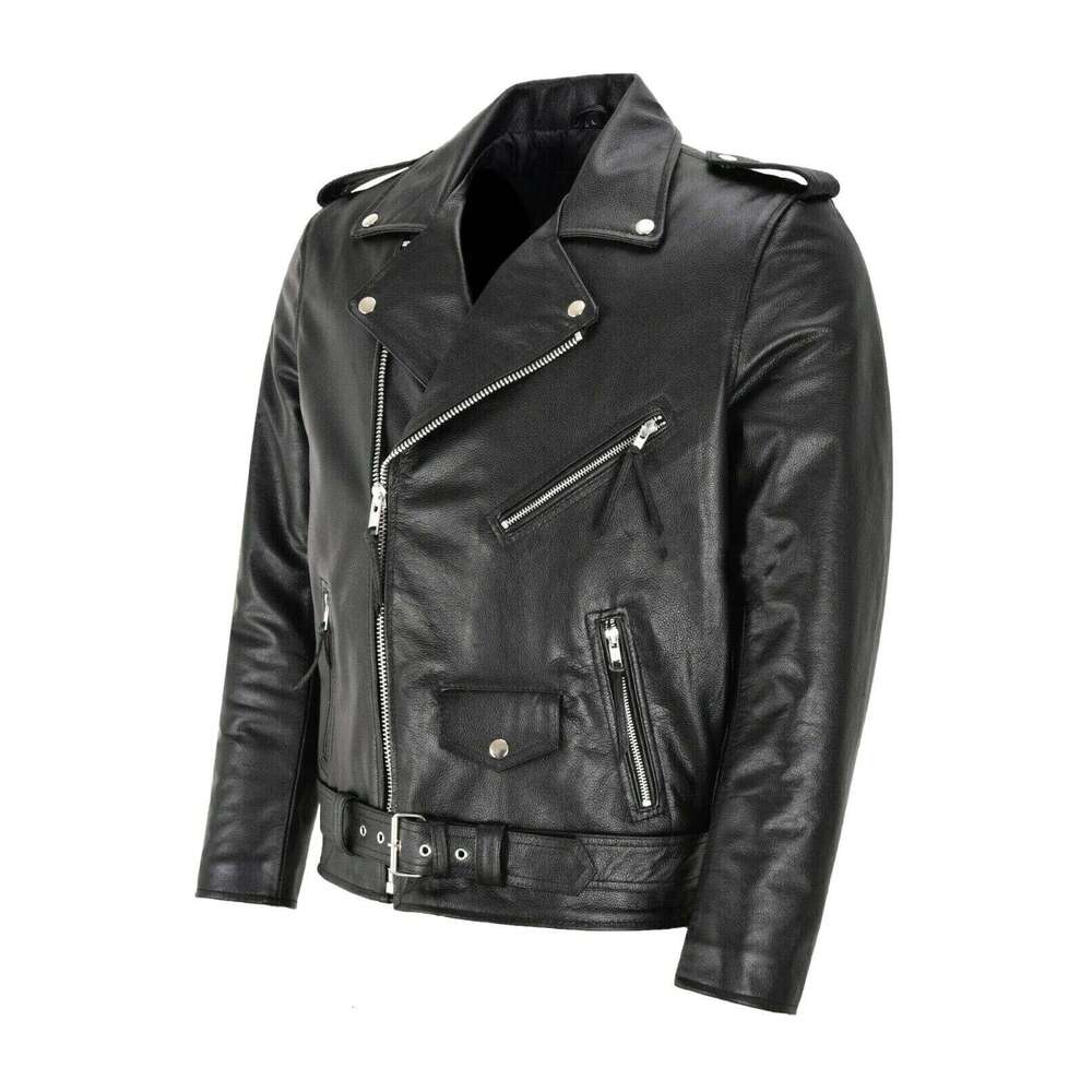 Men PU Jacket Motorcycle Fashion Slim Fit Leather Coat