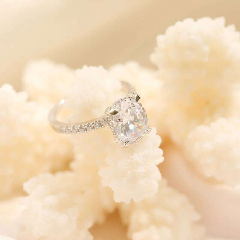 OAHLAN 3CT Sterling Silver Engagement Oval Cut VVS moissanite ring Promise Women's Wedding Ring