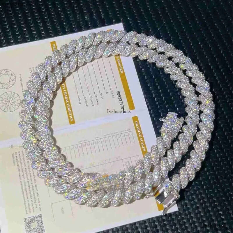 Stock Ready to Ship Gra Certificated Vvs Moissanite Dia 8mm Hip Hop Iced Out Rope Chain