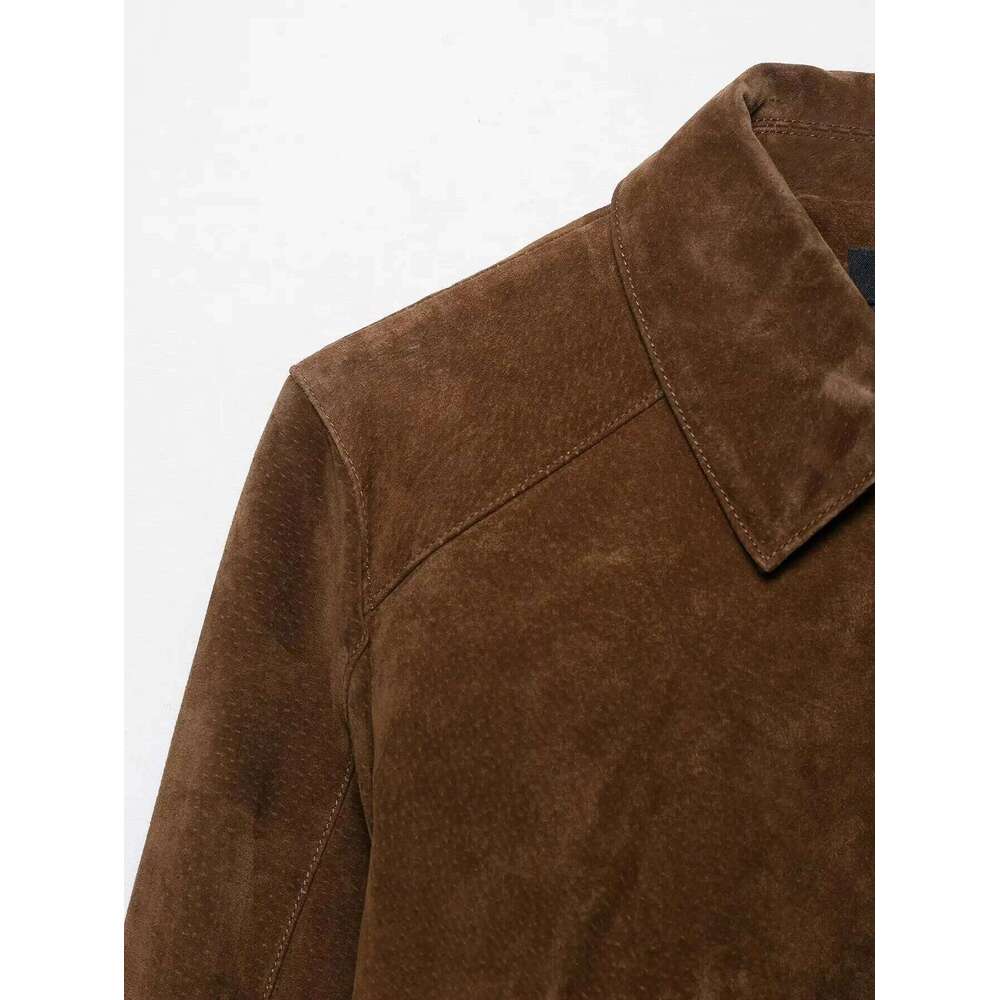 2025 Fashion Women's Casual Suede Jackets Coat Female Zipper Long Sleeve Pockets Coats Winter Lady Commute Jacket Streetwear