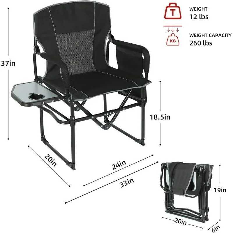 Folding Camping Chair with Storage Pocket and Side Table Compact Portable Camp Chairs Outdoor for Camp Lawn Hiking Fi J250930