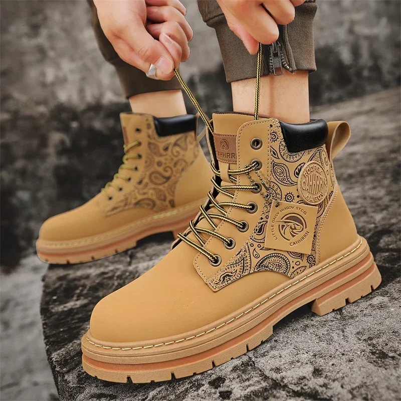 Men Fashion Daily Casual Mens Motorcycle Boots High Ankle Walking Shoes Leather Boots Cowboy Boots Men Bionic Boots 250930