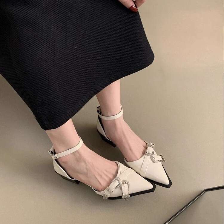 French Style High heel Sandals for Women 2025 Spring and Autumn New Pointed Toe Stiletto Ankle Strap Hollow Professional Fashion Single Shoes