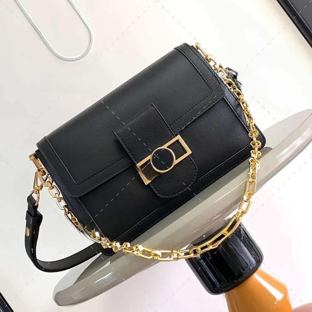 A mirror quality designer crossbody soft shoulder 24cm original Dauphine calf leather flap bag