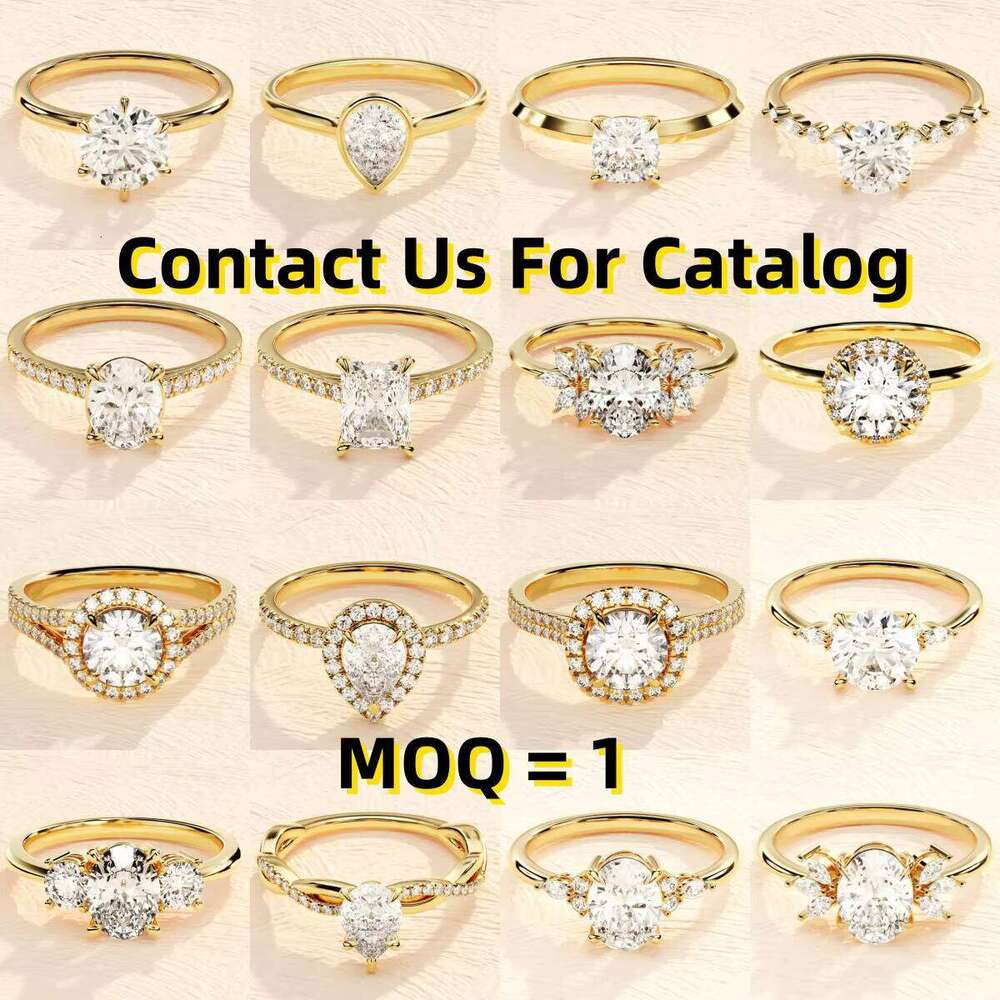 Certificate 10k 14k Real Gold Silicon Single Wedding Engagement Ring Set Women's Jewelry AU750