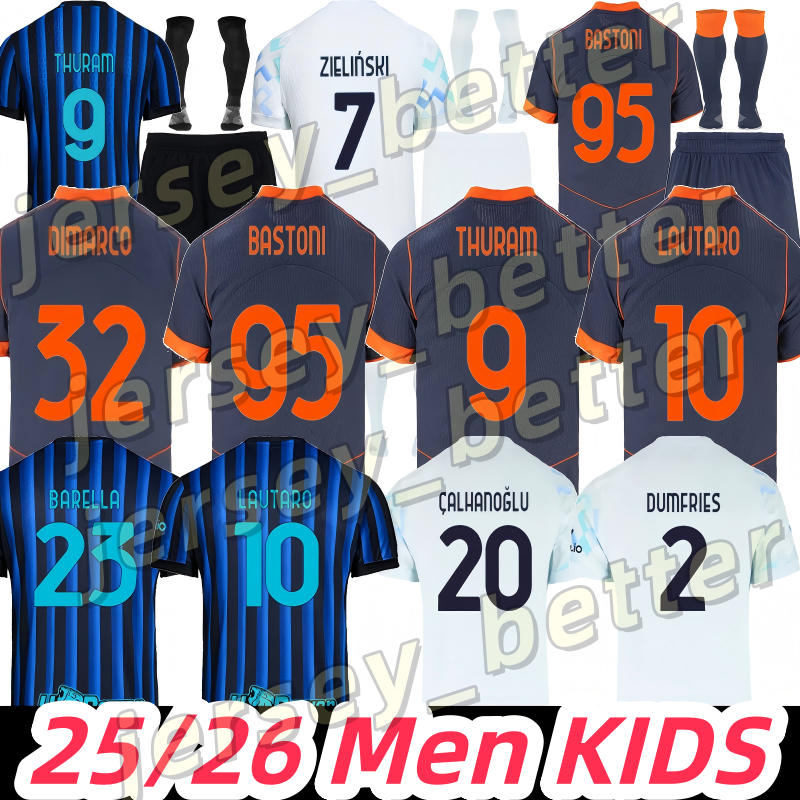 25 26 Inter Jerey 9 THURAM 23 BARELLA 46 ROSSI 10 LAUTARO Martinez maillot Kid Kit Maillot de 16 FRATTESI 28 PAVARD 95 BASTONI fan Camieta kid kit