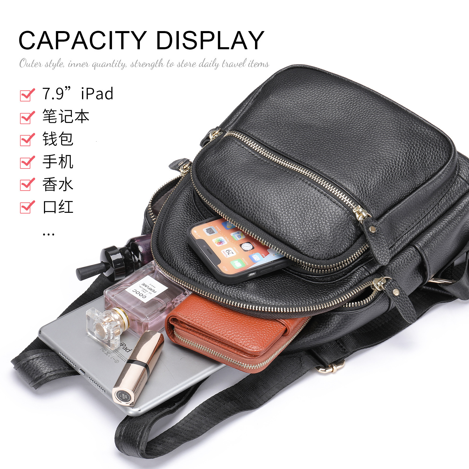 Designer Bag Genuine Leather Women's Backpack Luxury Bag High-end First Layer Cowhide Soft Leather Pure Leather Versatile Women's Backpack