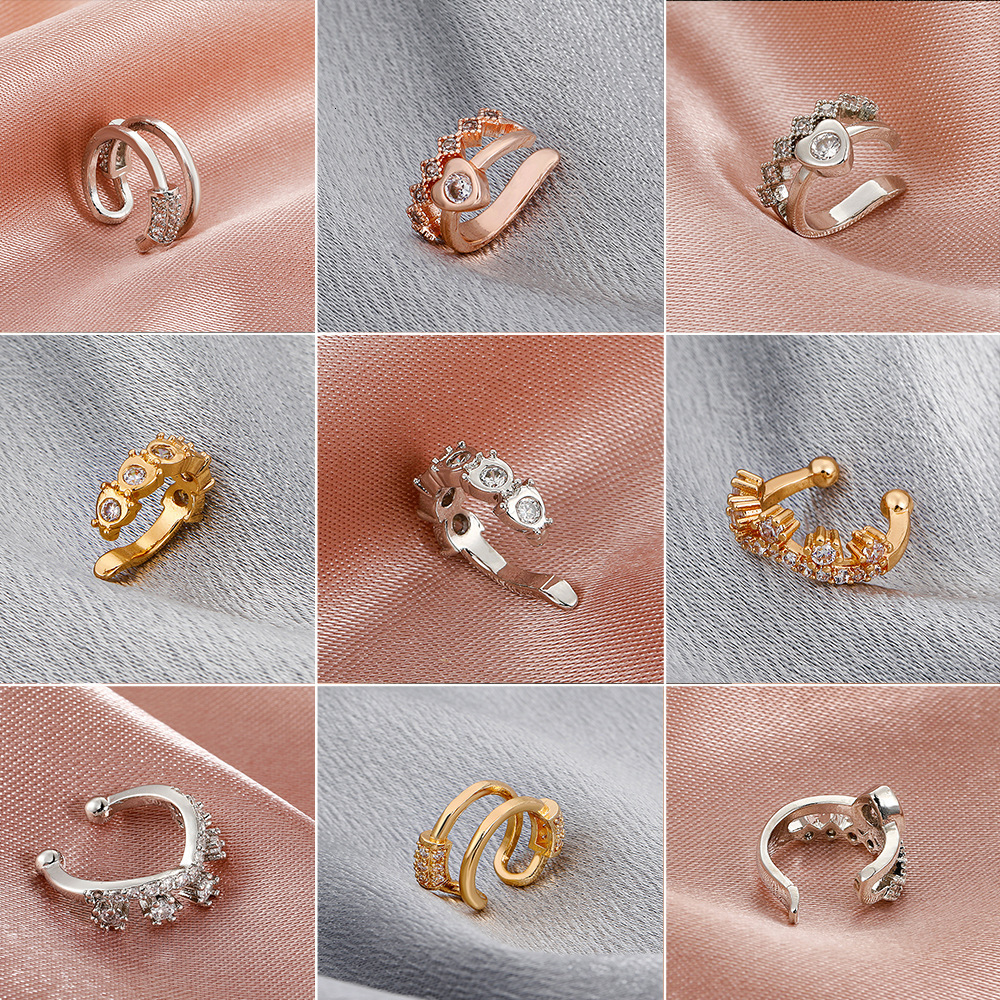 Korean Minimalist Zircon No Piercing Clip Fashion Geometric C-shaped Ear Cuff Niche Design Elegant Earrings for Women