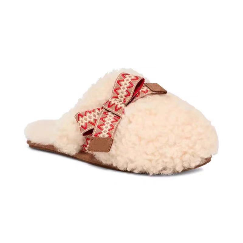 Designer shoes hot free shipping butterfly knot lamb wool cotton mop for outdoor wear home warmth flat bottomed cotton mop