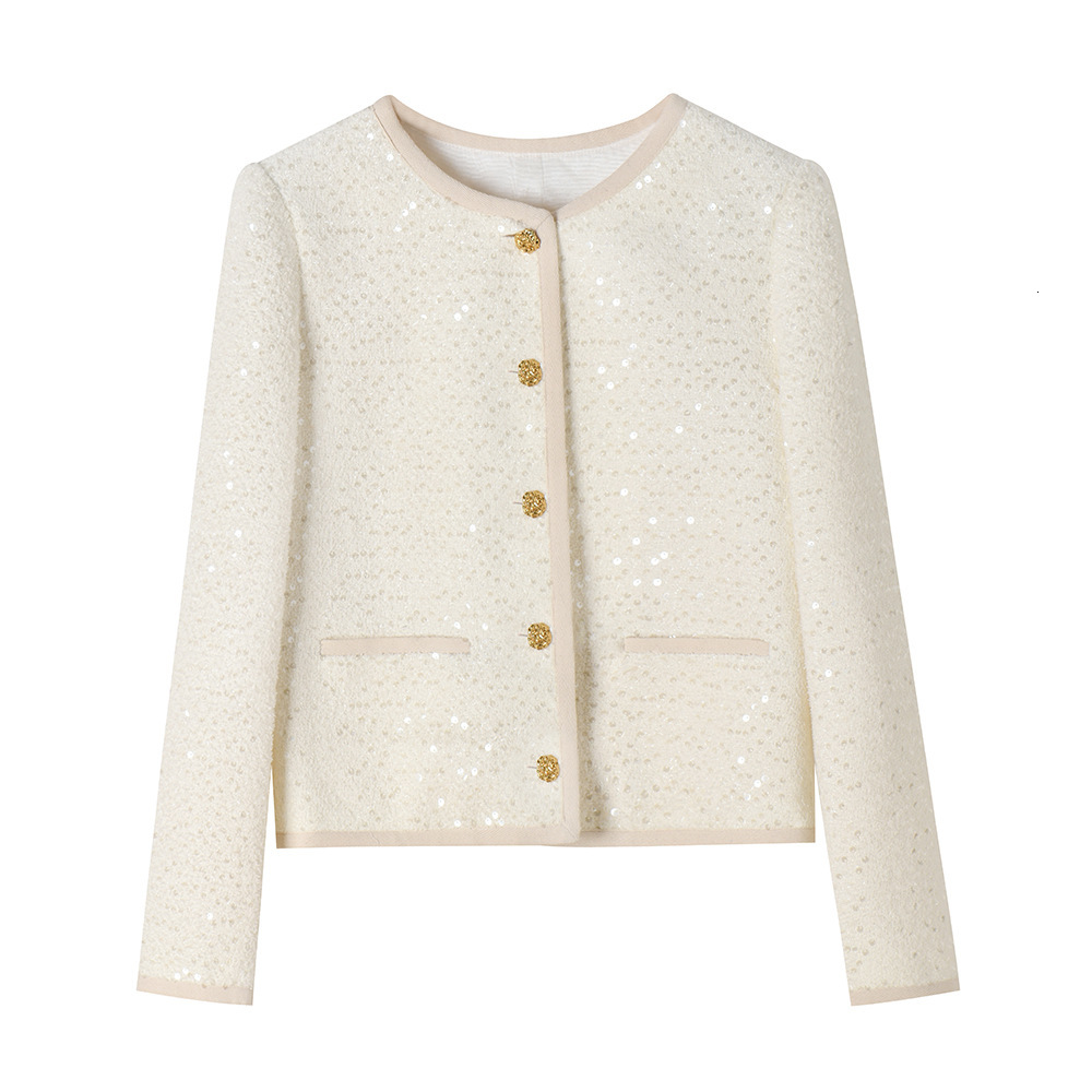 2025 early autumn new French style white retro social festival designer jacket sequin short jacket jacket coarse wool short jacket new luxury jacket j