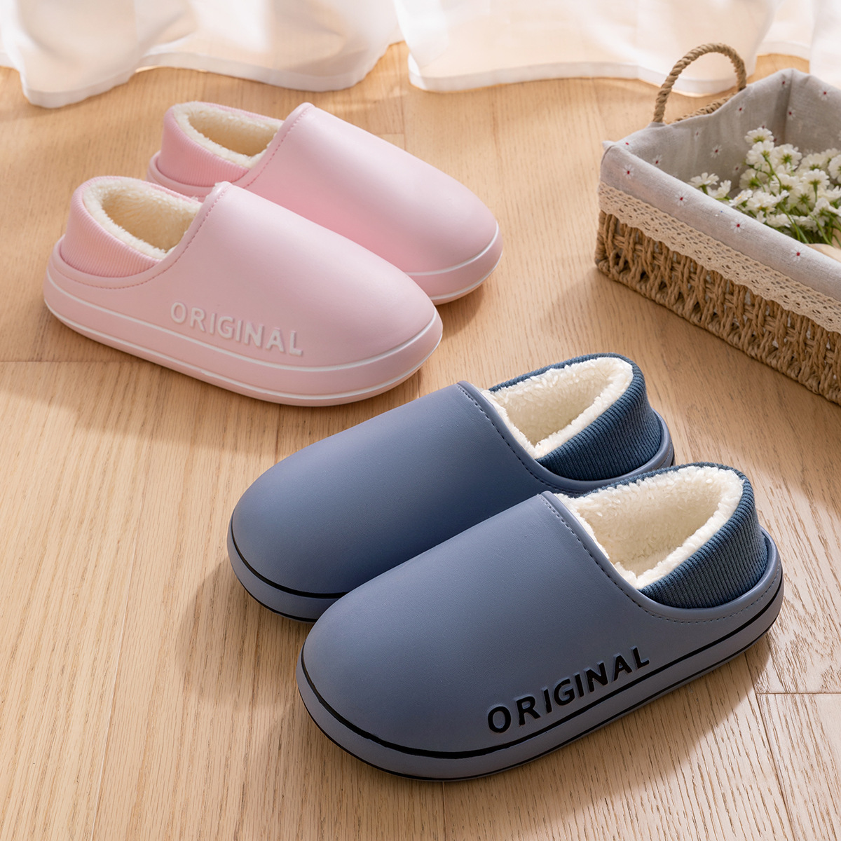 Waterproof Dirt-resistant Non-slip Men, Autumn and Winter New Style, Couples Indoor Home Cotton Slippers with Heel for Men ddmymarket