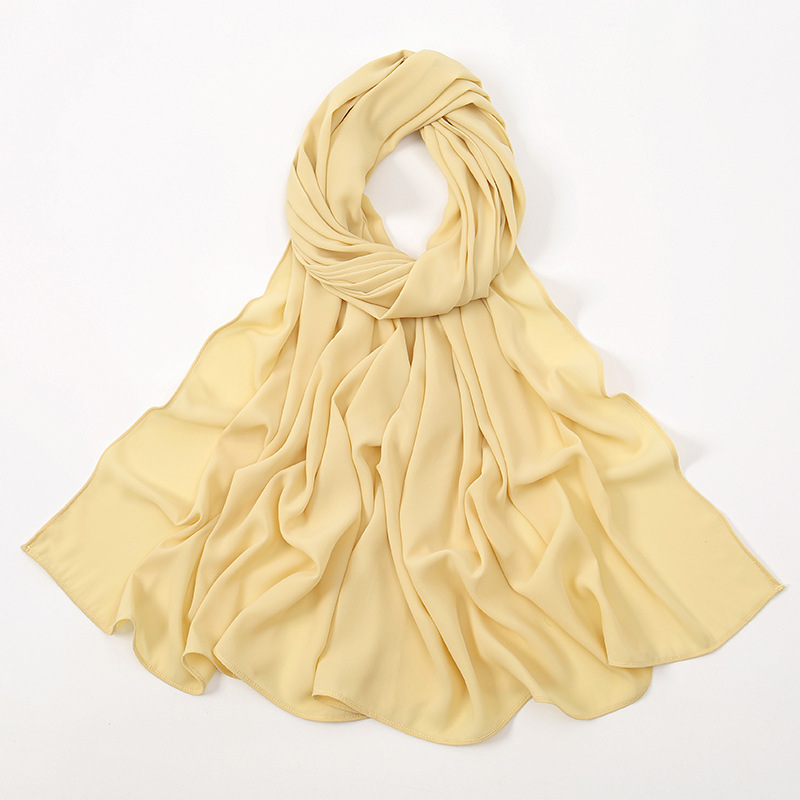 K2005 Breathable long chiffon headscarf new solid color triangle headscarf women's versatile Muslim scarf accessories