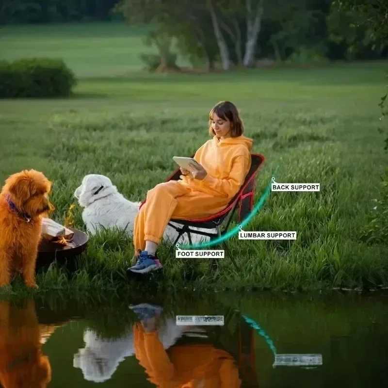 Fishing Chairs Outdoor Comfortable Leisure Ultra Light and Breathable Mesh Moon Chair FoldableBarbecue Chair Outdoor Furniture J250930