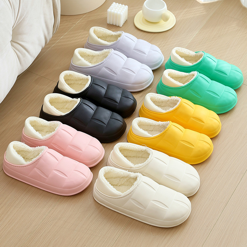 New Cotton Slippers Women, Warm Waterproof, Couple's Thick-Soled Autumn and Winter Shoes with a Soft Cushioning Feel for Men ddmymarket