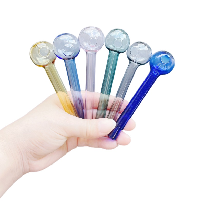Colorful Pyrex Glass pipe Smoking Oil Burner Pipes Smoke Straight Tube Pipe Water Hand Nail Tips Transparent 10cm 12cm 7cm smoking accessories