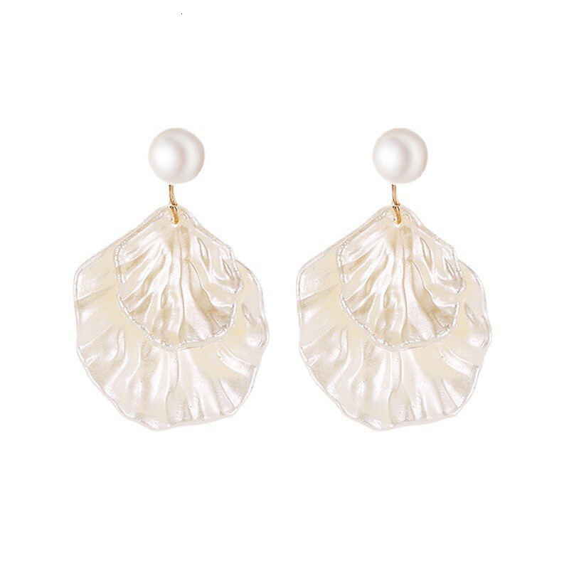Ins Acrylic Flower for Women Mori Style Super Fairy Cracked Petal Tassel Earrings Trendy