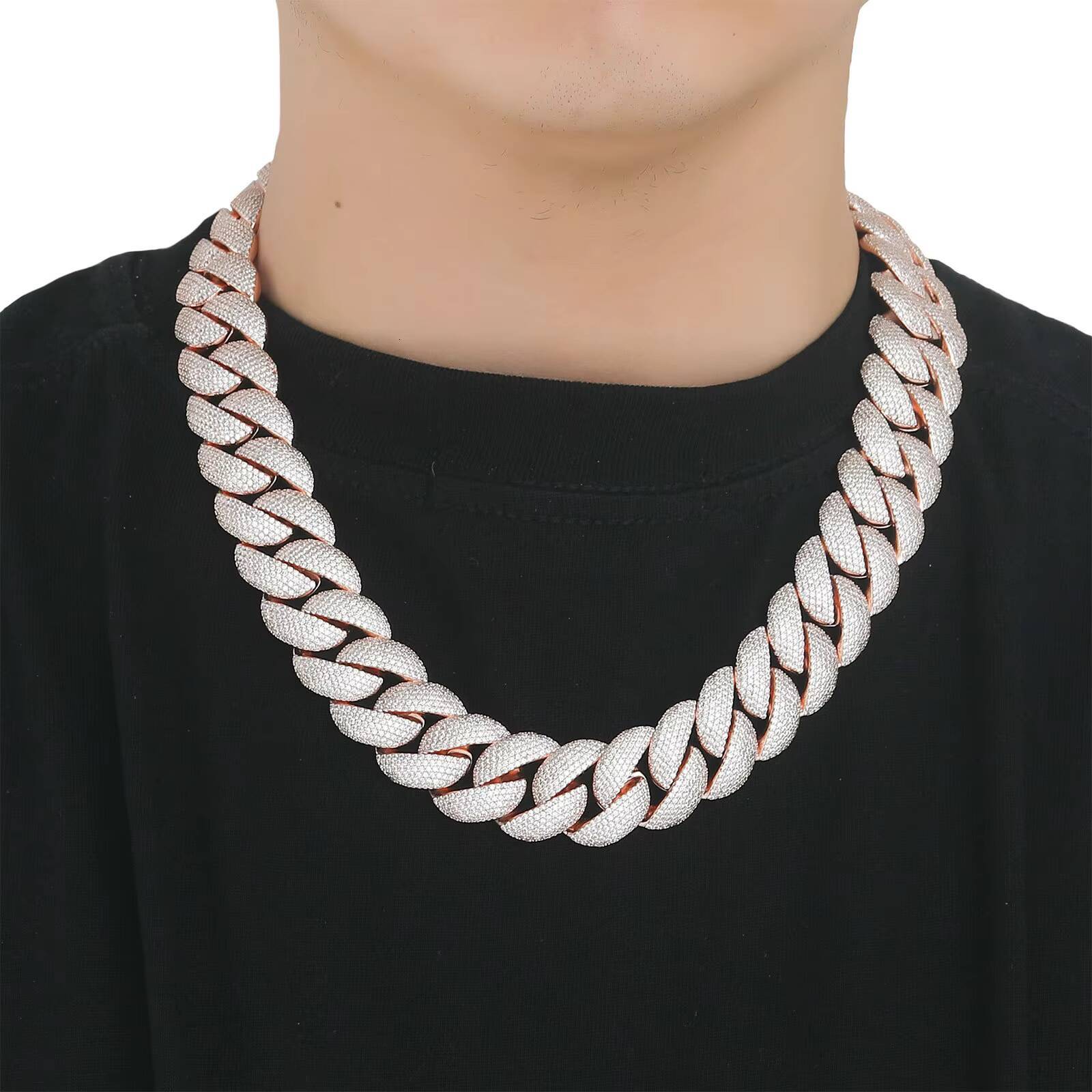 Mens 22mm Gold Plated Bubble Cuban Link Chain Necklace Trendy HipHop Style FeaturingMoissanite Main StoneFashion Chains