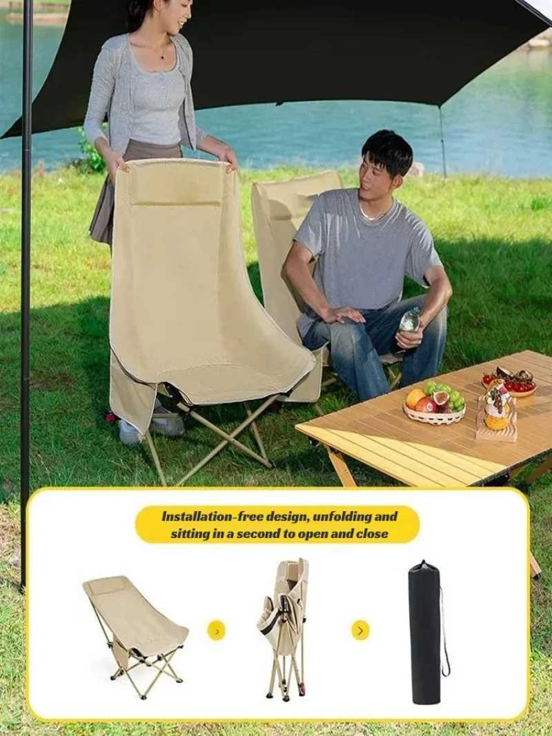 Outdoor Moon Chair High Backrest Ultra Light Folding Chair Portable Camping Beach Lounge Chair Camping Equipment Accessories J250930