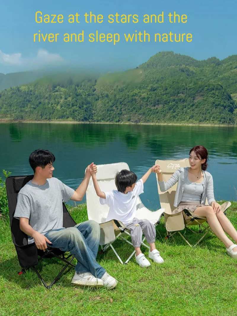 Outdoor Moon Chair High Backrest Ultra Light Folding Chair Portable Camping Beach Lounge Chair Camping Equipment Accessories J250930