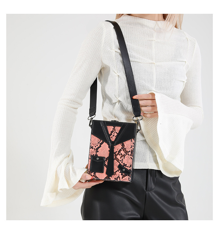 European and American fashion splicing style small square bag autumn and winter new snake skin texture luxury bag women's retro handbag designer 