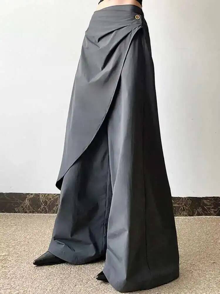 Personalized Wide Leg Pants For Women 2025 Spring Autumn New High Waist Solid Color Casual Trousers Female Elegant 25Z1379 dongdumaoyi