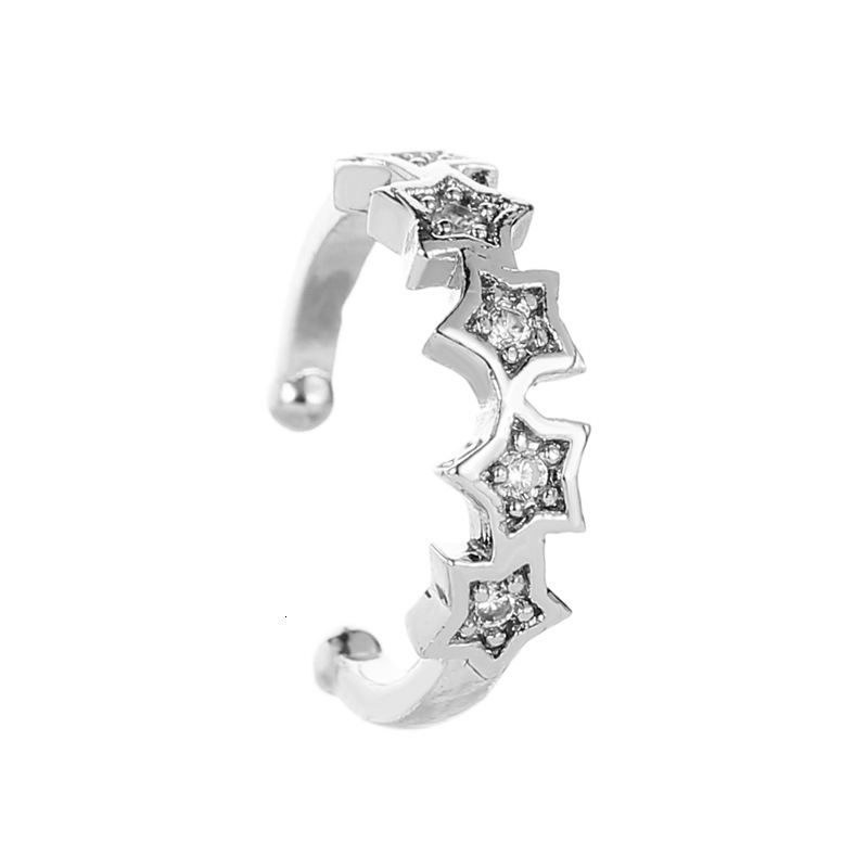 New Earrings Sweet Dia-Encrusted Five-Pointed Star Non-Pierced Ear Clips Simple Personality Student Accessories