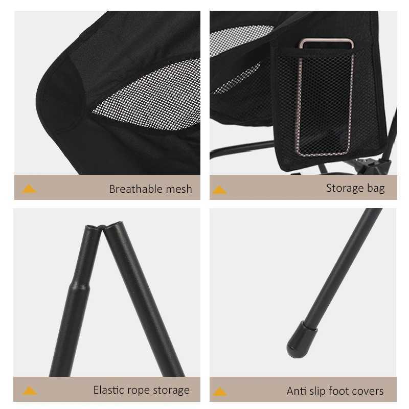 Square Structure Beach Fishing Stool Convenient FourCorner Camping Folding Chair Lightweight Iron Tube Moon Chair J250930