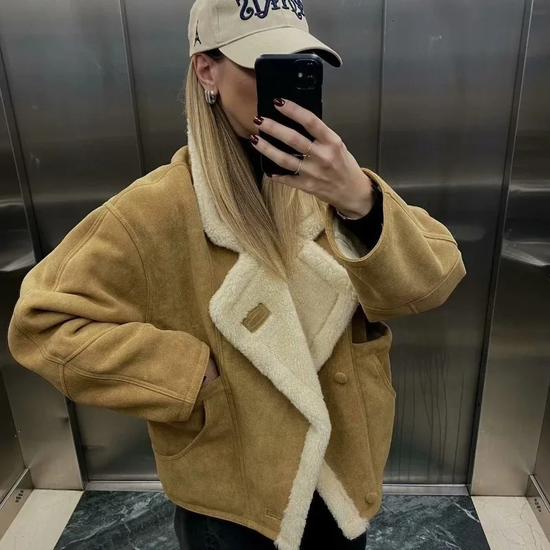 Womens Clothing Autumn Winter Faux Fur Coat Fleece Trendy Loose Warm Retro Sheepskin Comfortable Jackets 250930