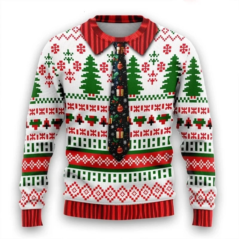 Christmas and winter Christmas sweater ugly sweater informal and stylish Christmas neck for men and women 3D 250930