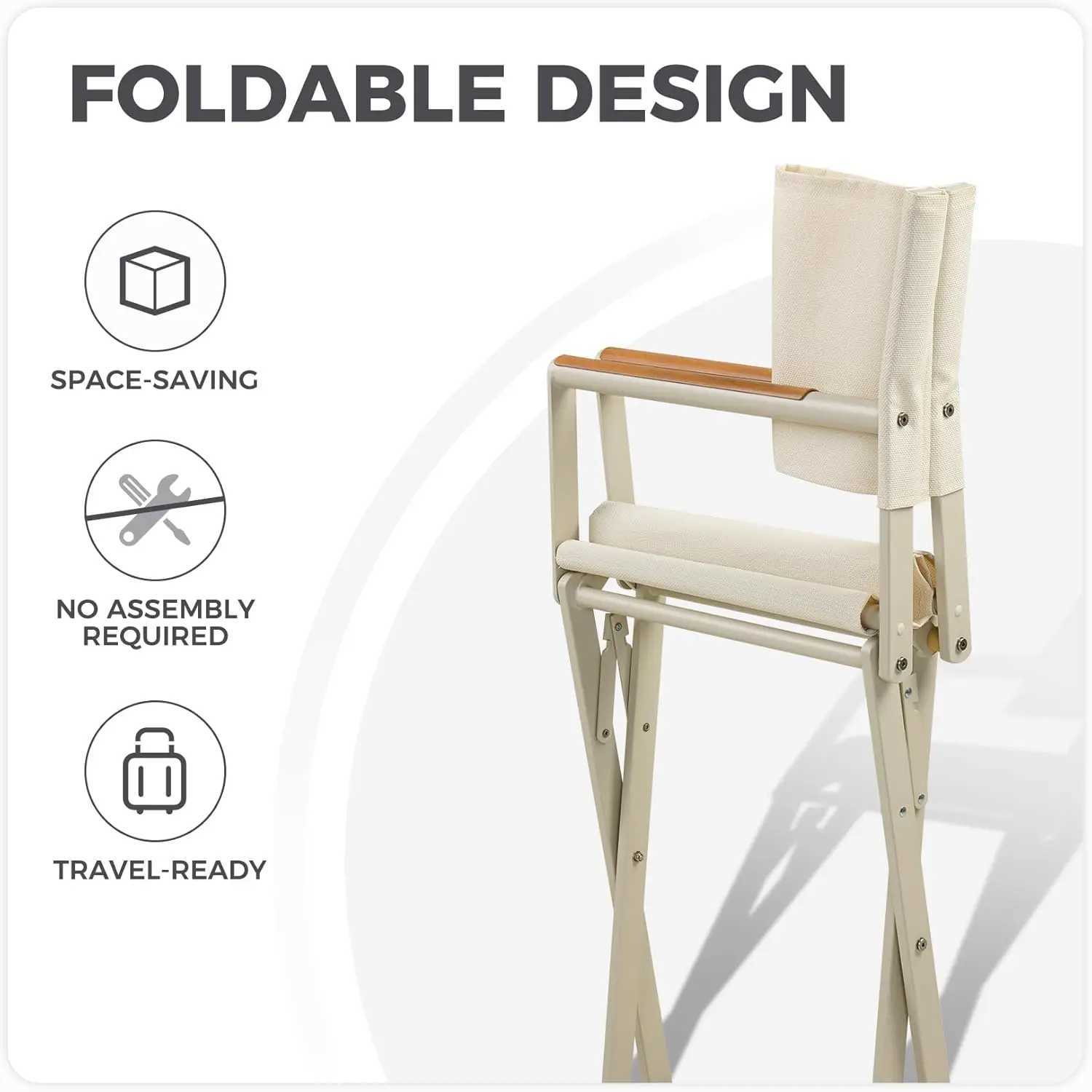 ExtraWide 2Pack Directors Chairs Outdoor Folding Dining Chair Set of 2 with Sling and Woodgrain Armrests J250930