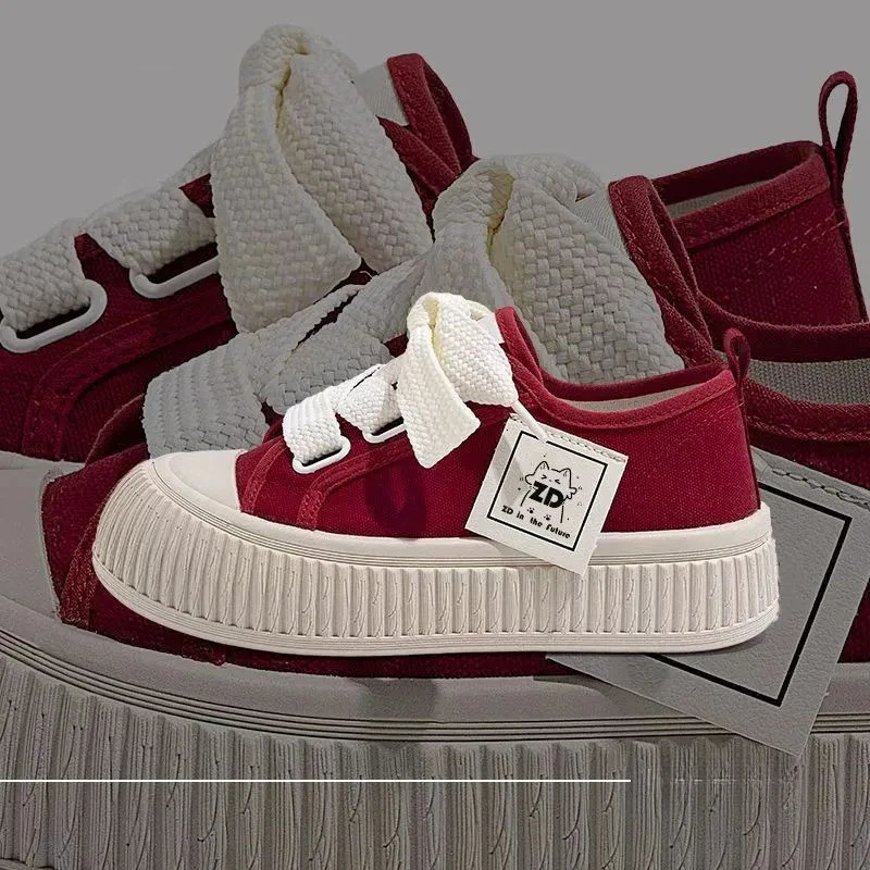 Sneakers Women Shoes for Woman Thick Soled Canvas Shoes Trend Lady Breathable White Trainers Student Casual Board Shoes 250930