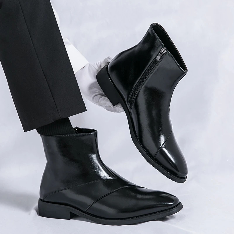 Men Chelsea Boots Retro Comfortable Leather Ankle Boots Mens Versatile Side Zipper Black Brown Mens Boots 250930