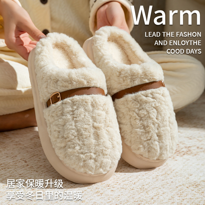 High-End for Women, Autumn and Winter 2025 New Indoor Home Non-Slip Warm Plush Cotton Slippers ddmymarket