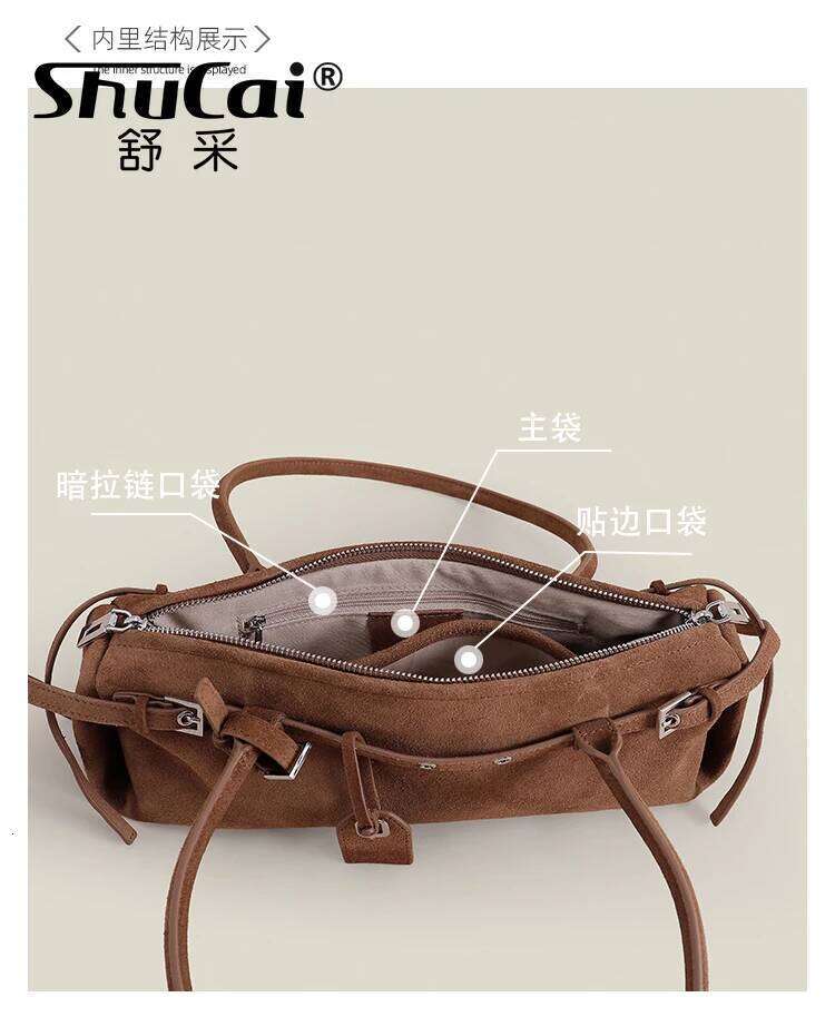 Enjoy Exquisite Lifestyle French Sausage Tote 2026 Winter Matte Suede Cow Leather Women Handbag Long Handle Armpit Shoulder Bag