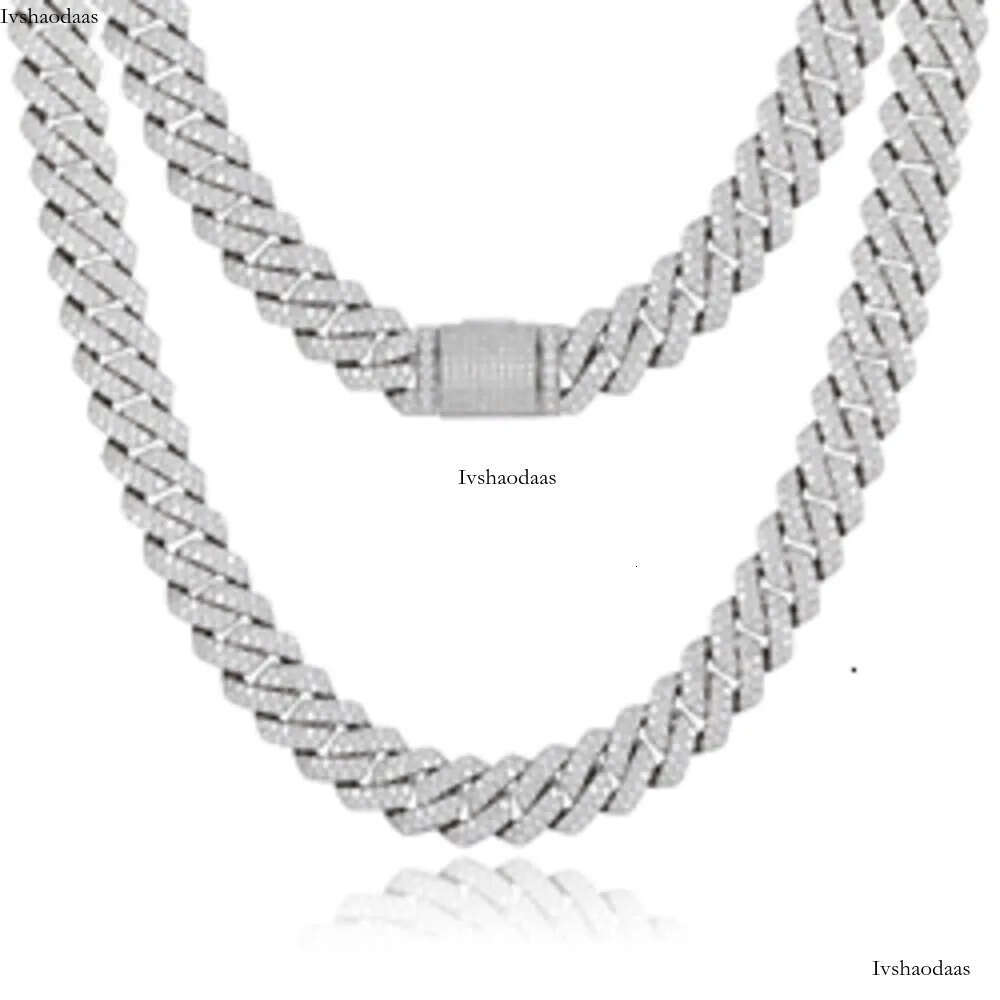 Hip Hop Jewelry 14mm Solid 14k Real Yellow Gold Vvs Moissanite Dia Iced Out Cuban Link Chain Necklace for Men