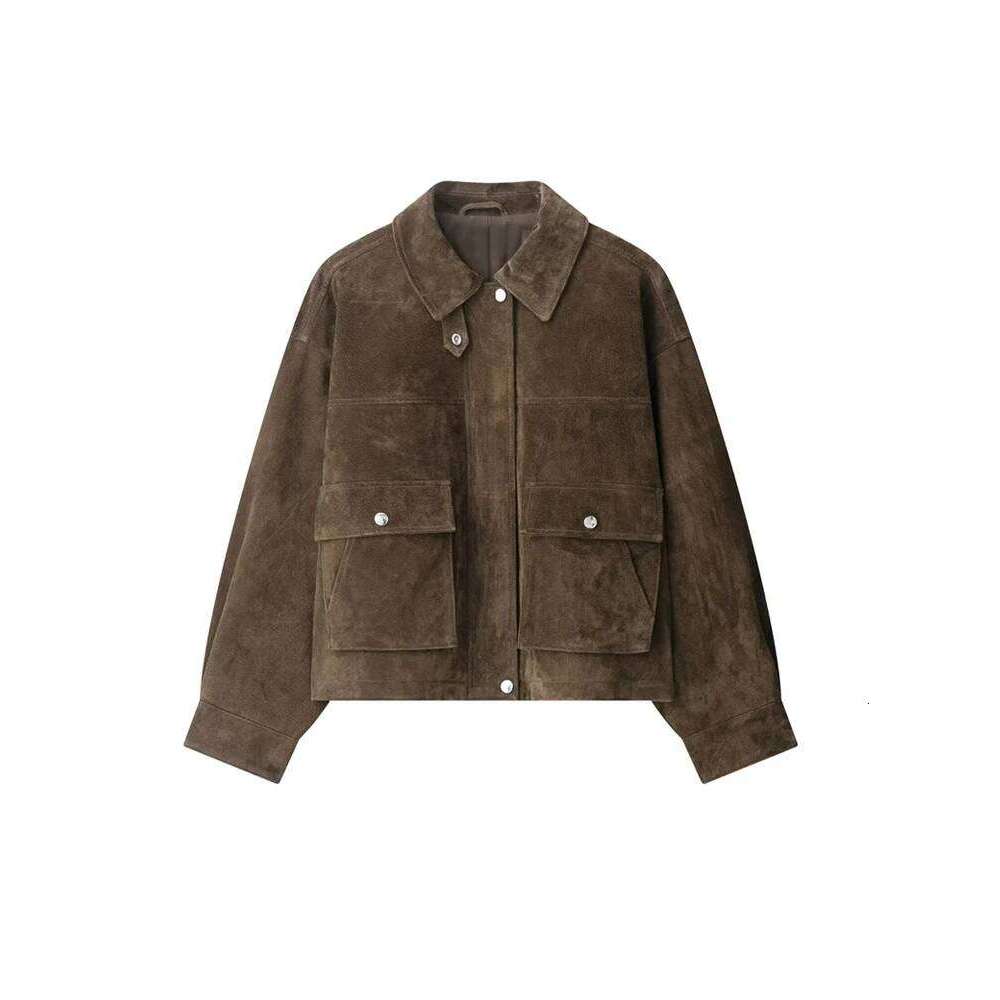 Women Fashion Faux Leather Bomber Jacket Coat Long Sleeve Front Patch Pockets Female Outerwear Chic Tops