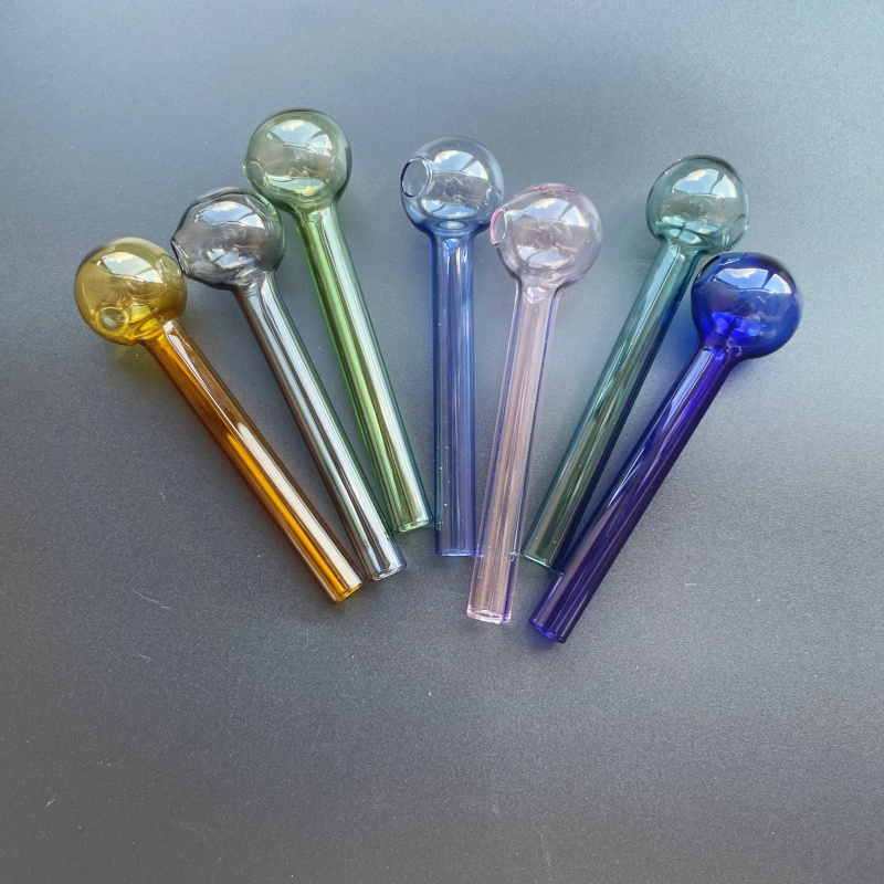 Colorful Glass pipe Smoking Oil Burner Pipes Smoke Straight Tube Pipe Water Hand Nail Tips Transparent 10cm 12cm 7cm smoking accessories 56585
